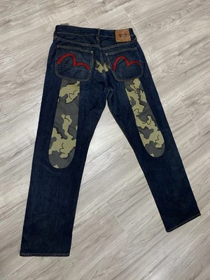 Pantalones de mezclilla japoneses camuflados vintage Evisu Y2K para hombre talla 32 Foto 1 de 4