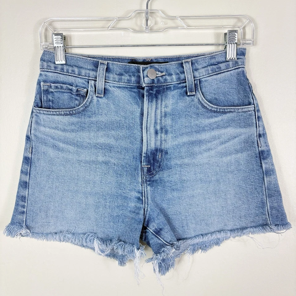 Corto de mezclilla Jules de tiro ultra alto corte deshilachado rígido marca J en Chadron Foto 1 de 4