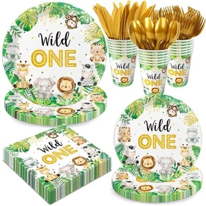 Jungle Safari Baby Shower Decorations Tableware Set Serves 24, Animals Paper ... - Picture 1 of 7