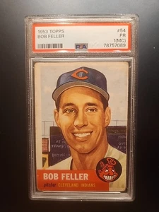 1953 Topps #54 Bob Feller Cleveland Indians Salón de la fama Vintage Béisbol PSA 1 - Imagen 1 de 6