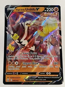 Pokémon Single Strike Urshifu V 085/163 Swsh05: Battle Styles Holo Ultra Rare Mt - Picture 1 of 2