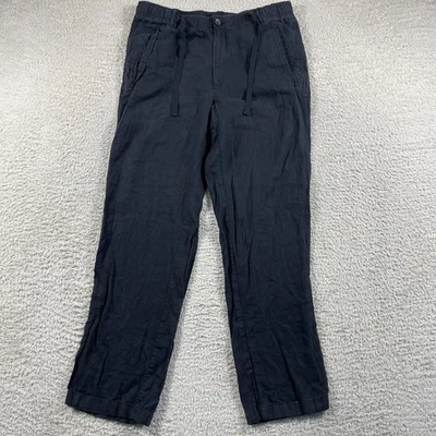 Club Room Luxury Linen Pants Mens Medium Black Pull On Drawstring Casual Lounge - Image 1 of 4