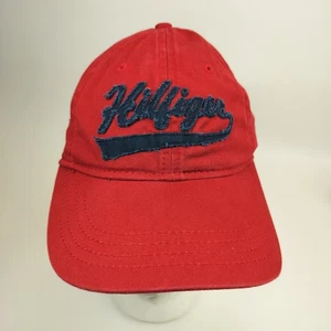Vintage Y2K Tommy Hilfiger Script Lettering Hat Red & Blue Adjustable Dad Cap - Picture 1 of 8