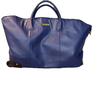 JOY & IMAN Bolso de Lona de Cuero con Ruedas Equipaje 22" Azul Colbalto Bolso de Mano Foto 1 de 4