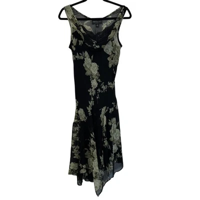 Vestido Connected Apparel Y2K Cuentas Floral Transparente Talla M Negro Verde Bosque Hada Foto 1 de 4