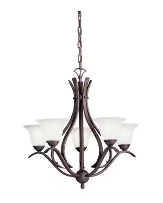 KICHLER Dover 24 in. 5-Light Tannery Bronze Transitional Shaded Bell Chandelier - Image 1 of 4
