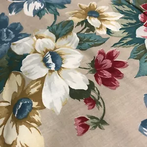 Floral Fabric Remnant Vintage Crantex Cranston Print Works Pink Beige 34x 43 USA - Picture 1 of 8