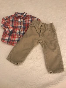 Conjunto Carters Niños 9 Meses Pantalones Courdoury a Cuadros Camisa con Botones - Imagen 1 de 7