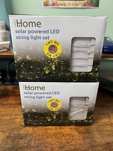 Outdoor Home Solar Powered LED String Light Set Warm White (Pair) 37.4FT EACH - Picture 1 of 5