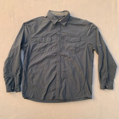 Camisa REI Para Hombres Grande Verde A Cuadros Nylon A Presión Elastizada Aire Libre Senderismo Foto 1 de 4