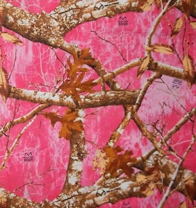 pink Real Tree Edge Timber Camo cotton quilt fabric camouflage leaf branch BTY - Picture 1 of 8