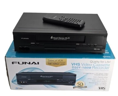 VHS Videorecorder Funai D50Y-100M 6 head HiFi SP/LP In Ovp Und Fernbedienung  - Bild 1 von 4