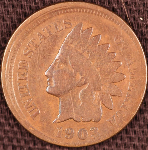 1903 Indian Head Cent 1C Broadstruck Tough Coin Cover