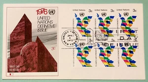Sc UN 267 United Nations 1976 3c Definitive Issue Block of 6 FDC Fleetwood Cache - Picture 1 of 2
