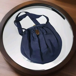 Vintage JR USA Julius Resnick Silk Blend Faille Navy Handbag Matching Coin Purse - Picture 1 of 17