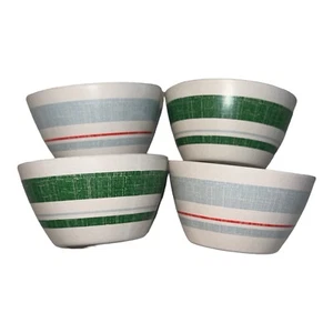 4 Distressed Streifen Melamin Schalen Creme Hellblau Grün Herz Hand Magnolie - Bild 1 von 9