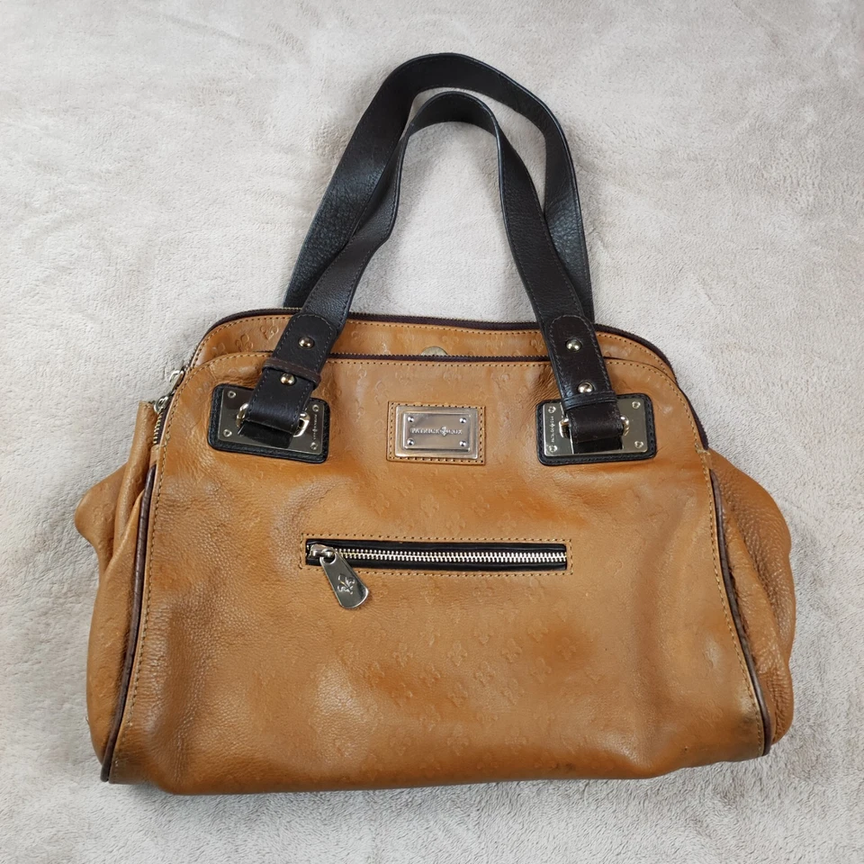 Patrick Cox Womens Shoulder Bag Brown Tan Leather Multi Pockets Logo Motif Large - Image 1 of 4