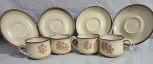 Set of 4 Vintage Denby Stoneware Gypsy Cups & Saucers - Picture 1 of 23