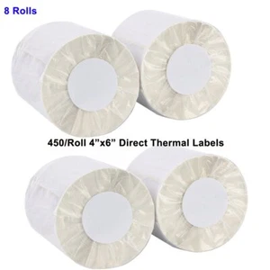 8 Rolls of 450 4x6 Direct Thermal Shipping Labels - Zebra Eltron ZP450 2844 USPS - Picture 1 of 7