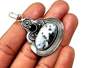 Dendrite Opal Black Onyx Gemstone Handmade Fashion Jewelry Silver Pendant P-2783