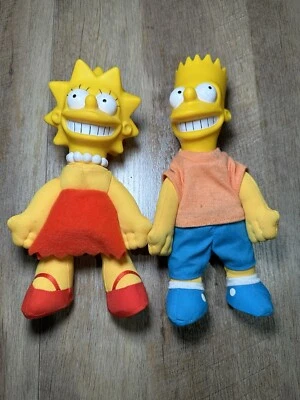 Lote de 2 -Bart and Lisa Simpson Boneca de Pelúcia 9" Vintage Matt 20th Century Fox 1990 - Imagem 1 de 4