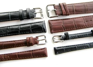 Uhrenarmband Leder Edelstahl Dornschließe 10/12/18/20/22/24mm Ersatzarmband Uhr - Bild 1 von 8