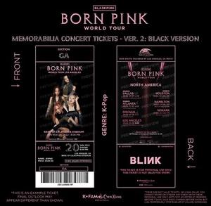 BLACKPINK BORN PINK World Tour (Version 2)  - Custom K-Pop Concert Tickets - Picture 1 of 6