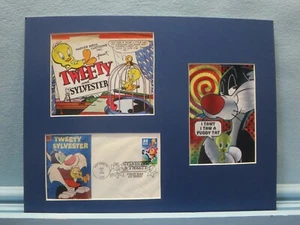 Saluting Sylvester & Tweety Bird & First Day Cover of their own stamp - Picture 1 of 2