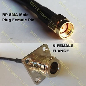 USA-CA RG405 Blue RP-SMA MALE to N FLANGE FEMALE Coaxial RF Pigtail Cable - Picture 1 of 1