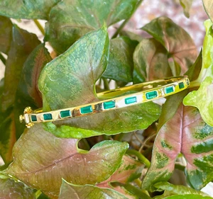 Natural green onyx baguette bangel Bracelet - Picture 1 of 4