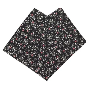 1670 Mens Handkerchief Pocket Square Black Floral Print 100% Cotton Hanky 12.5" - Picture 1 of 5
