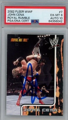 John Cena 2002 Fleer WWF Royal Rumble #7 Rookie Autograph PSA 6 Auto 10 GOAT - Image 1 of 2