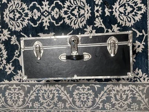 Vintage Black Trunk W Wood Chip Interior - Picture 1 of 12