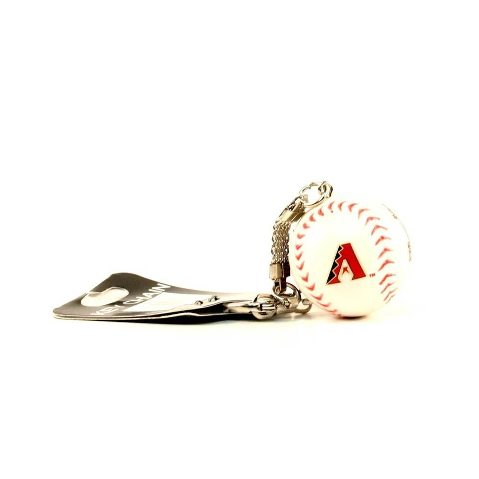 ARIZONA DIAMONDBACKS KEYCHAIN WHITE BALL 2" ROUND WITH 2 DIFFERENT LOGO MLB NEW - Image 1 of 1