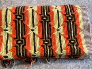 Bohemian Style Hand-Crafted Crocheted Afghan 33 x 70 - Picture 1 of 13