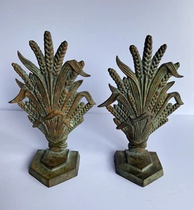 2er Set Metallgarbe Weizen Buchstützen - oder Türstopper - schöne Patina Vintage - Bild 1 von 19
