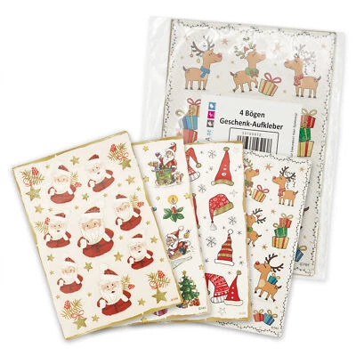 itenga Weihnachts Sticker Aufkleber Weihnachtsmann Rentier Sterne Kerze Rentier