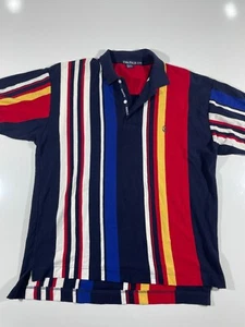 Vintage Nautica Men's XL Polo Vertical Striped Colorblock Hip Hop - Picture 1 of 14