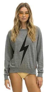 Aviator Nation Gray Bolt Pullover Crew Neck Sweatshirt XS Heather Grey - Picture 1 of 7