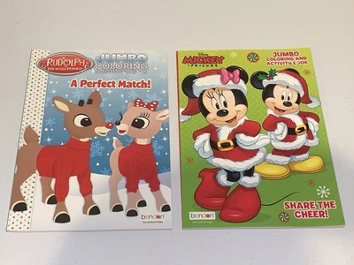 Disney's Mickey & Friends / Rudolph Lot Of 2 Jumbo Christmas Coloring Books - Image 1 of 4