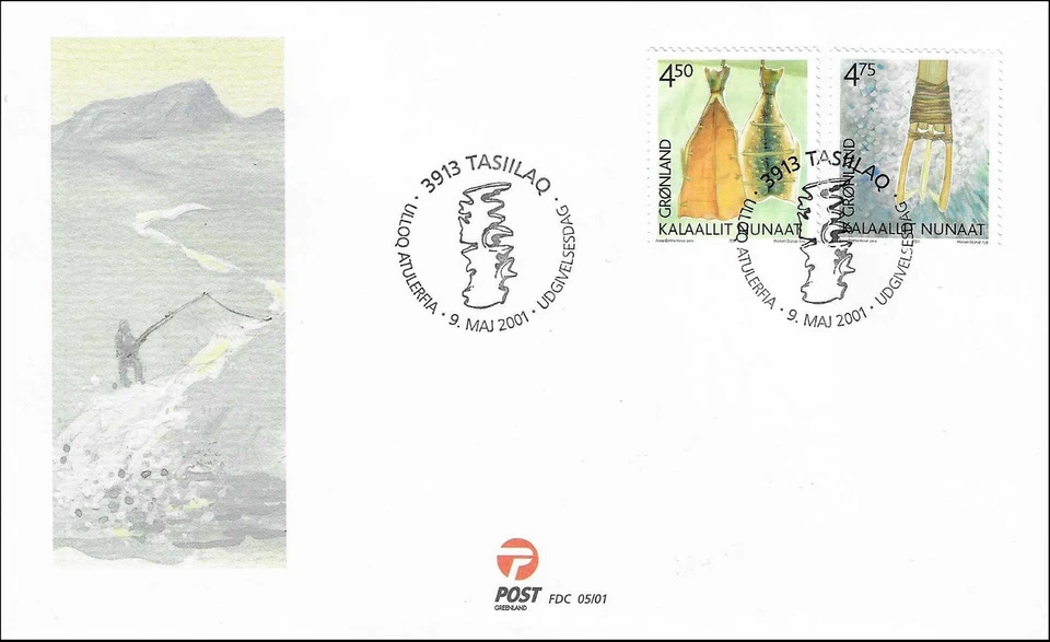 Traditional Greenlandic Fishing and Fish Processing Greenland FDC Cover 2001 - Image 1 of 1