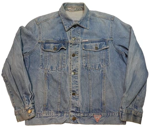 Vintage Guess Georges Marciano Trucker Jacket Large Light Wash Denim USA Made - Picture 1 of 24