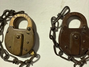 Pair of Antique Corbin Pad Locks- New York Telephone Company No Keys - Picture 1 of 7