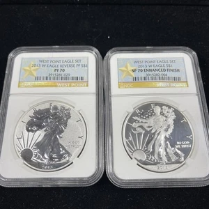 2013-W Reverse Proof PF70 & Enhanced SP70 NGC West Point silver eagle - Picture 1 of 5