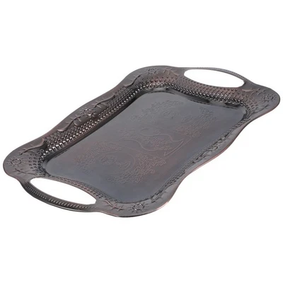  Stainless Steel Serving Tray Rectangular Food Fruit Snacks Serving Tray with - Image 1 of 4