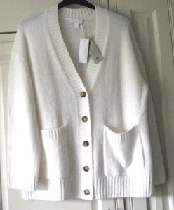 The White Company Ivory Porcelain Boyfriend Cardigan - Alpaca - L P2P 25" - £130 - Picture 1 of 8