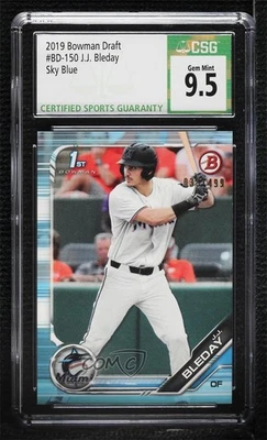 2019 Bowman Draft Sky Blue /499 JJ Bleday #BD-150 CSG 9.5 Gem Mint - Image 1 of 2