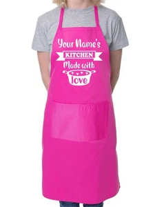 Delantal personalizado hecho con amor tu nombre aquí hornear cocina - Imagen 1 de 8