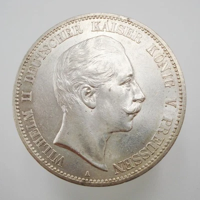 5 Mark 1907 Preussen Wilhelm II Deutscher Kaiser Vorzüglich + - Bild 1 von 2
