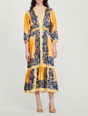 Sandro Paris Women's Dress Size 36 FR / S Hawaii Print SFPRO02969 — 第 1/4 张图片